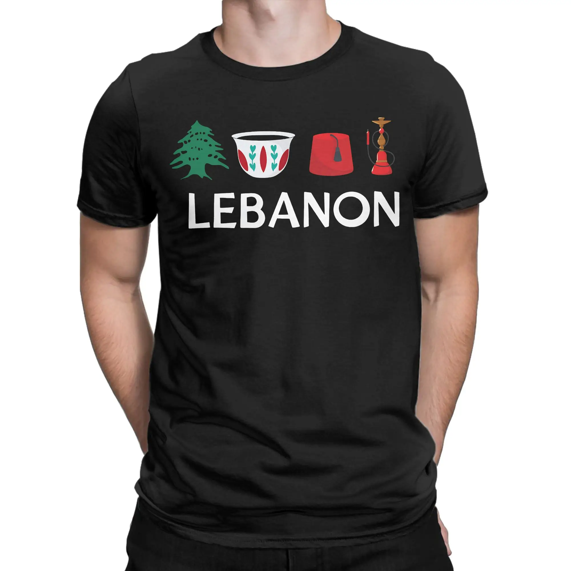 Vintage T Shirt Beach Lebanon Flag Hip Hop T Shirts  Cotton Tshirt for Couple Y2K Basic Short Sleeve Tees