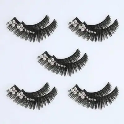 5Pairs Latin Dance Stage Eyelashes Diamond Fake Lash Shiny Long False Lash Extensions Rhinestone Colored Eyelashes