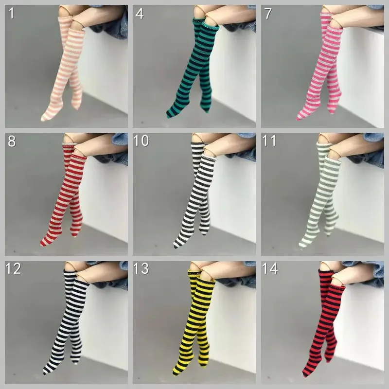 Pretty Striped Doll Stockings for Barbie Doll Cute Socks for Blythe Dolls Accessories for Girls Gift 1/6 BJD Playhouse DIY Toys