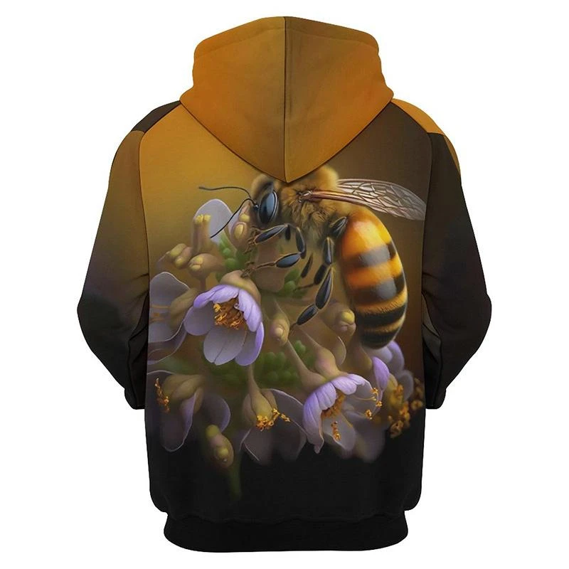 Cute Bee Pattern Hoodies Fashion Spring Autumn Mens Kids Funny 3D Printed Long Sleeve Hoodie Casual Oversized Harajuku Pullovers