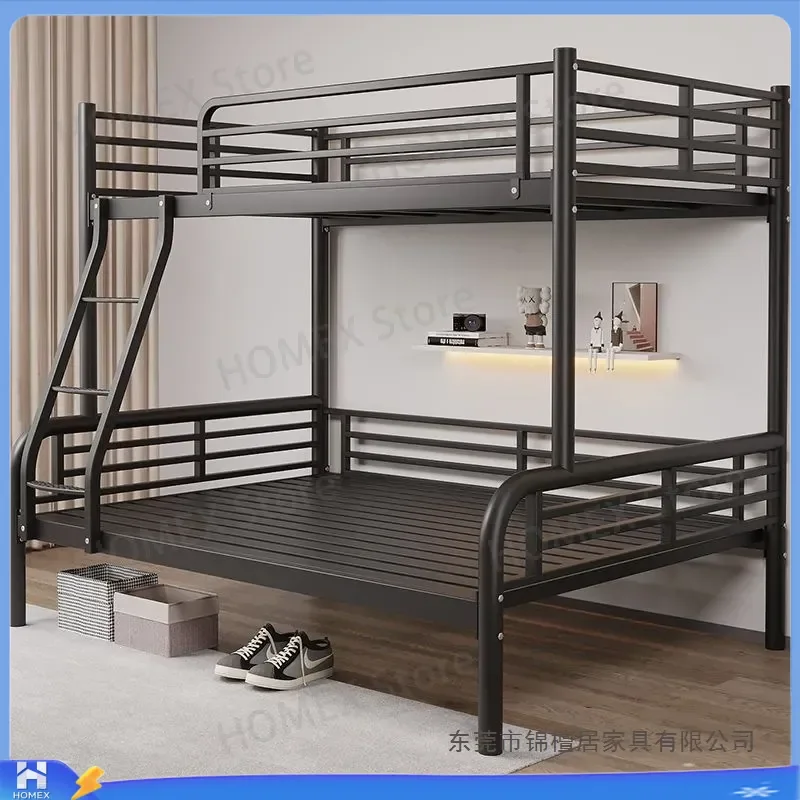 Wrought Iron Bunk Bed Double Deck Mother Child Bed Thickened Frame Kids Student Dormitory Furniture High Low Twin Beds