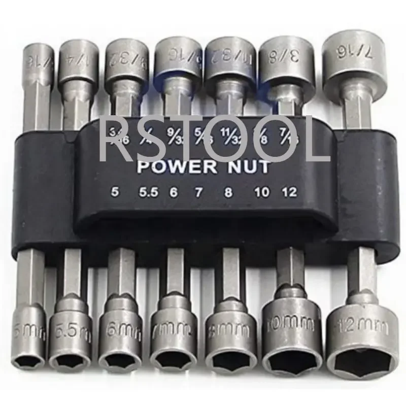 14pcs Power Nuts Driver Drill Bit Tools Set Metric Socket Wrench Screw 1/4\'\' Driver Hex Keys