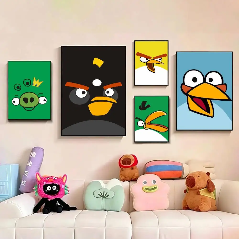 

B-BIRD Game A-Angry-y B-Bird-S Poster Perfect Space Sticker Self Adhesive for Office Home Theater Wall Art Decor Fancy Gift