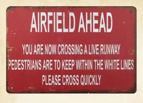 home & decor Airfield Ahead You Are Now Crossing A Live Runway metal tin sign sign