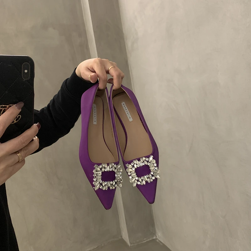 2025 Spring and Autumn New Fashion Rhinestone Pointed Flat Shoes with Skirts and Casual Women's Shoes view 5