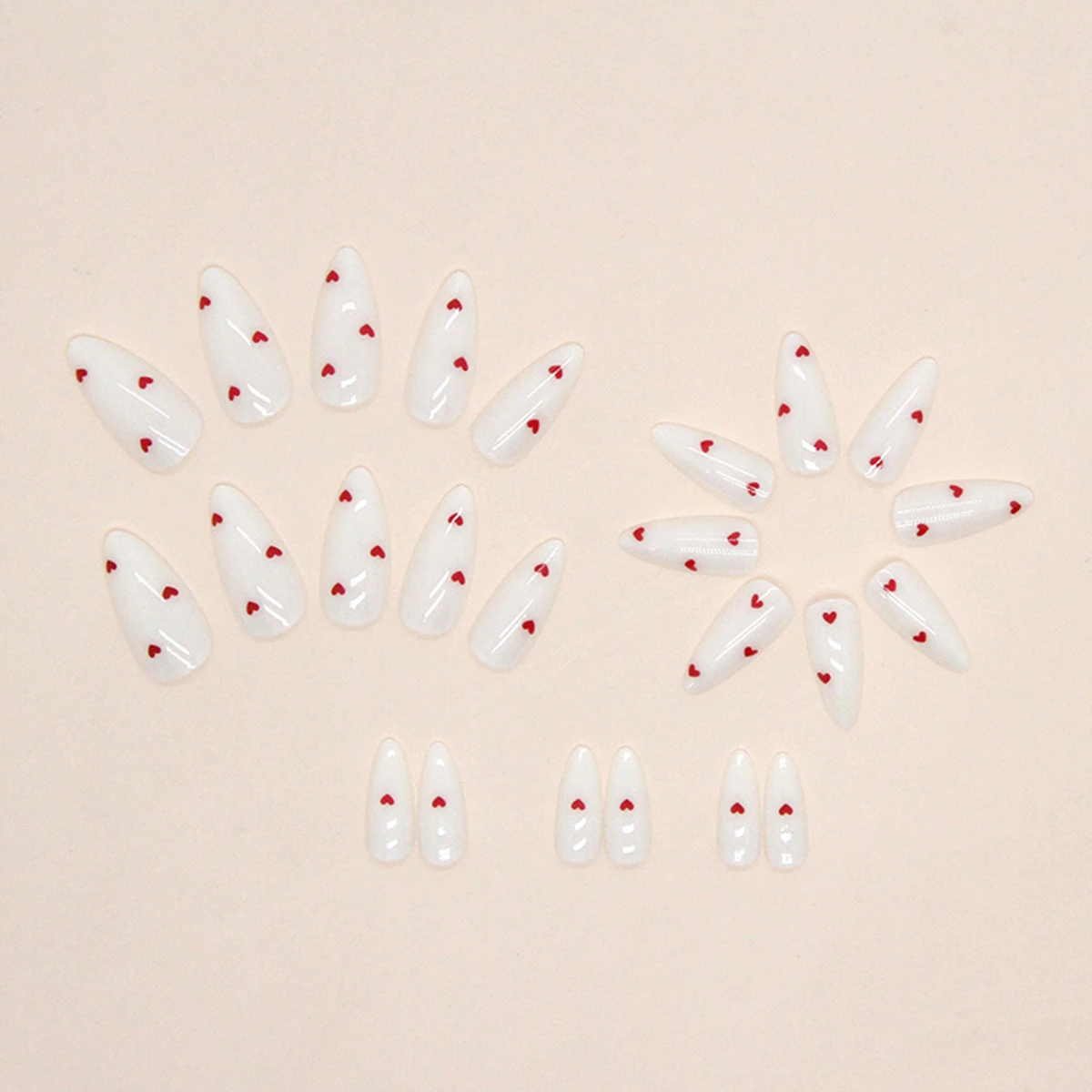 24 pieces of ins-style long press-on nails (teardrop shape), paired with 1 piece of jelly glue and 1 nail file