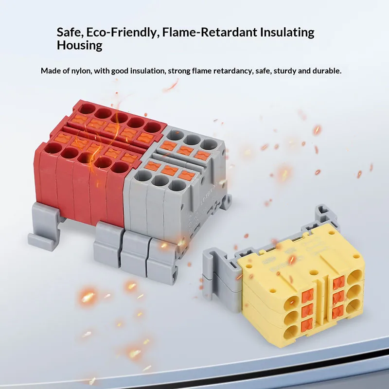 Push-in Terminal Block Multiple In Out Terminal Quick Connection of Wires Din Rail Wire Connector Universal Junction Box TB1-X6D
