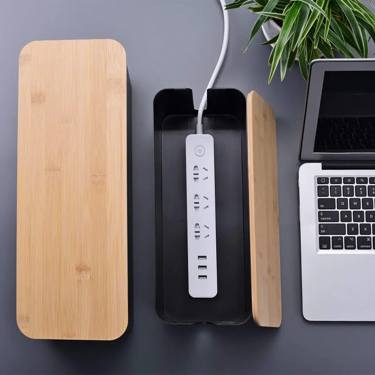 صندوق تخزين الكابلات، علبة قطاع الطاقة، منظم إدارة الأسلاك الخشبية، مقبس شاحن مضاد للغبار، صندوق تخزين خط الشبكة