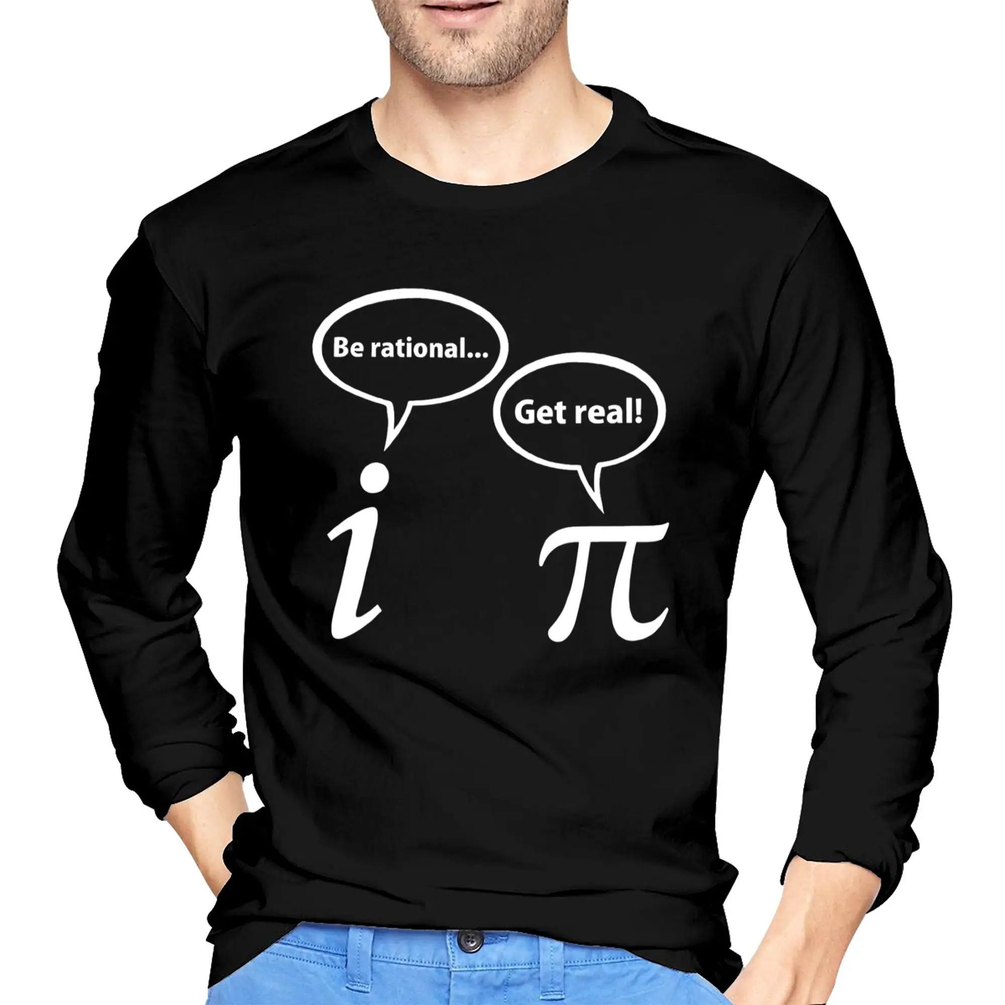 

Be Rational Get Real Imaginary Math Pi Мужская футболка с длинными рукавами Модные футболки с круглым вырезом Весенние и осенние мужские топы
