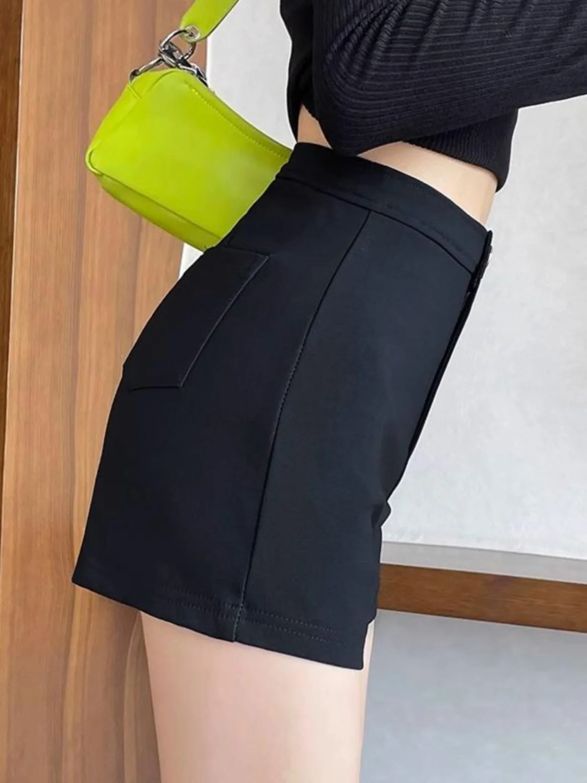 Vita alta Bla orts Donna Primavera Estate A-Line Gamba larga Pantaloni casual Stivale elastico stretto Cut out Bot Pendolarismo Sle