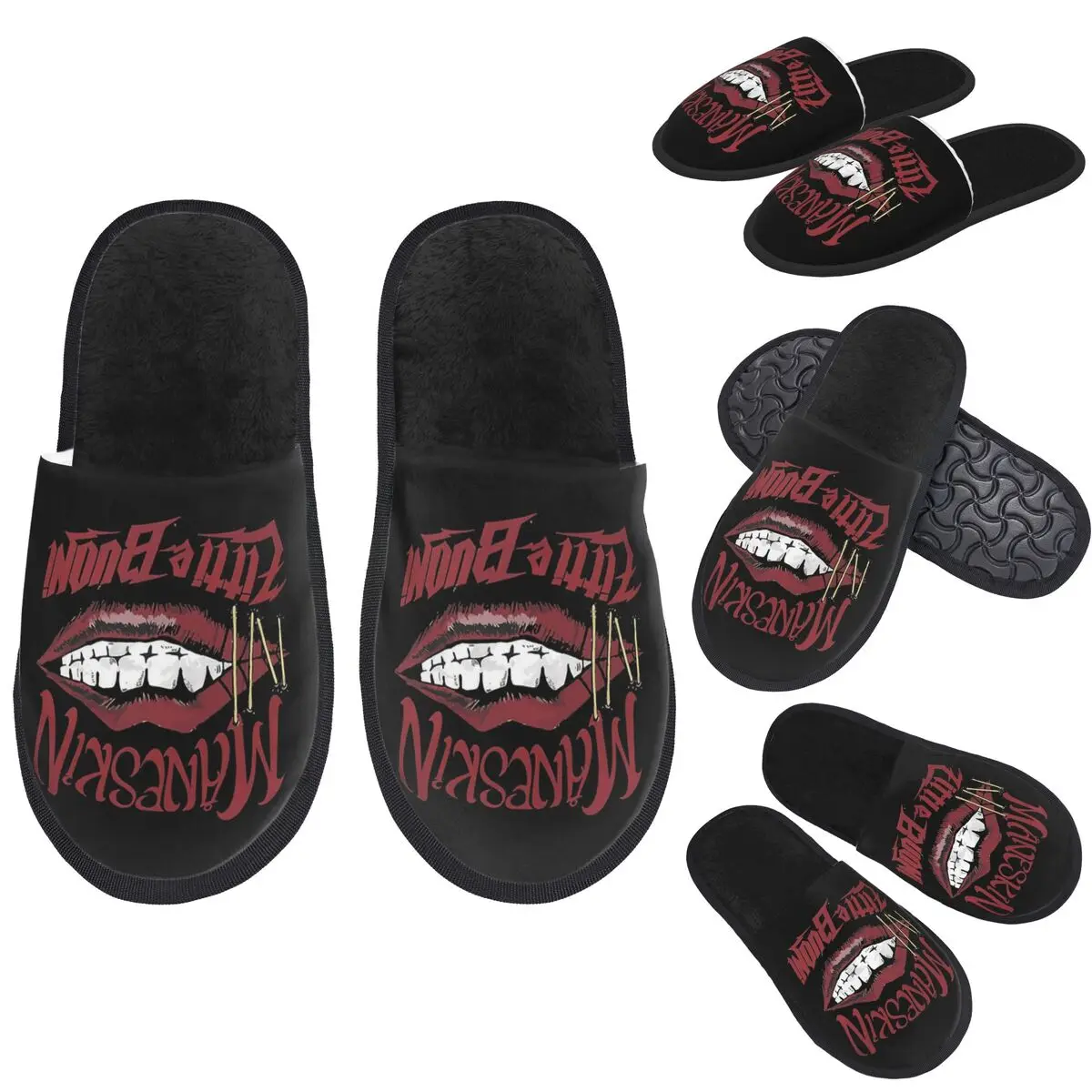 Custom Vintage Maneskin Rock Band Slippers Memory Foam Warm Soft Women House Slipper Bedroom Fluffy Shoes