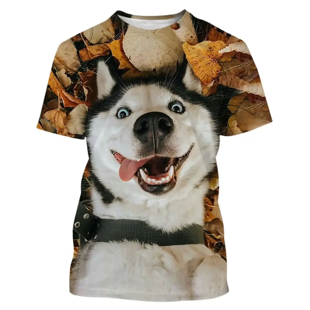 Summer Husky Dog Animal 3D Print T-Shirts Streetwear Men Women Fashion Short Sleeve T Shirt O-Neck Kids Tees Tops Clothing