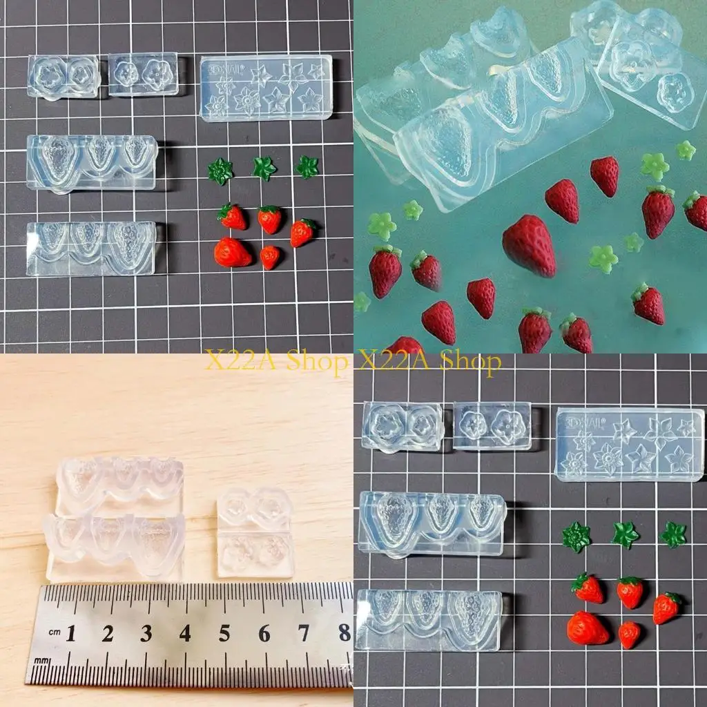 Unique DIY Strawberry Mold Crystal Fruit Epoxy Casting Mold Cake-Decor Fondant Mold