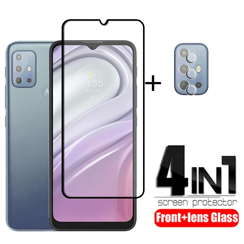 

4-in-1 For Motorola Moto G20 Glass For Moto G20 Tempered Glass Full Cover Phone Film HD Screen Protector For Moto G20 Lens Glass