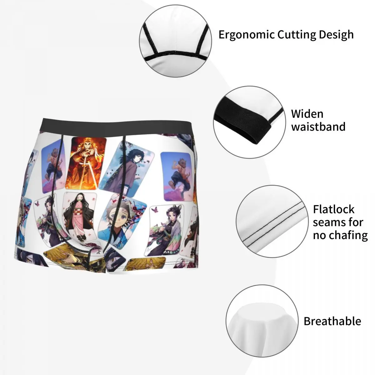 Demon Slayer Kimetsu No Yaiba Boxer pour homme, caleçon respirant, haute qualité, cadeaux d'anniversaire, 402