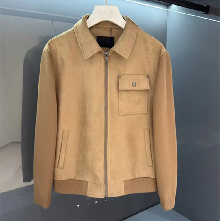 

Индивидуальная новая мужская одежда из Европы и Америки на зиму 2025 года. Модная куртка на молнии с длинными рукавами и лацканами.