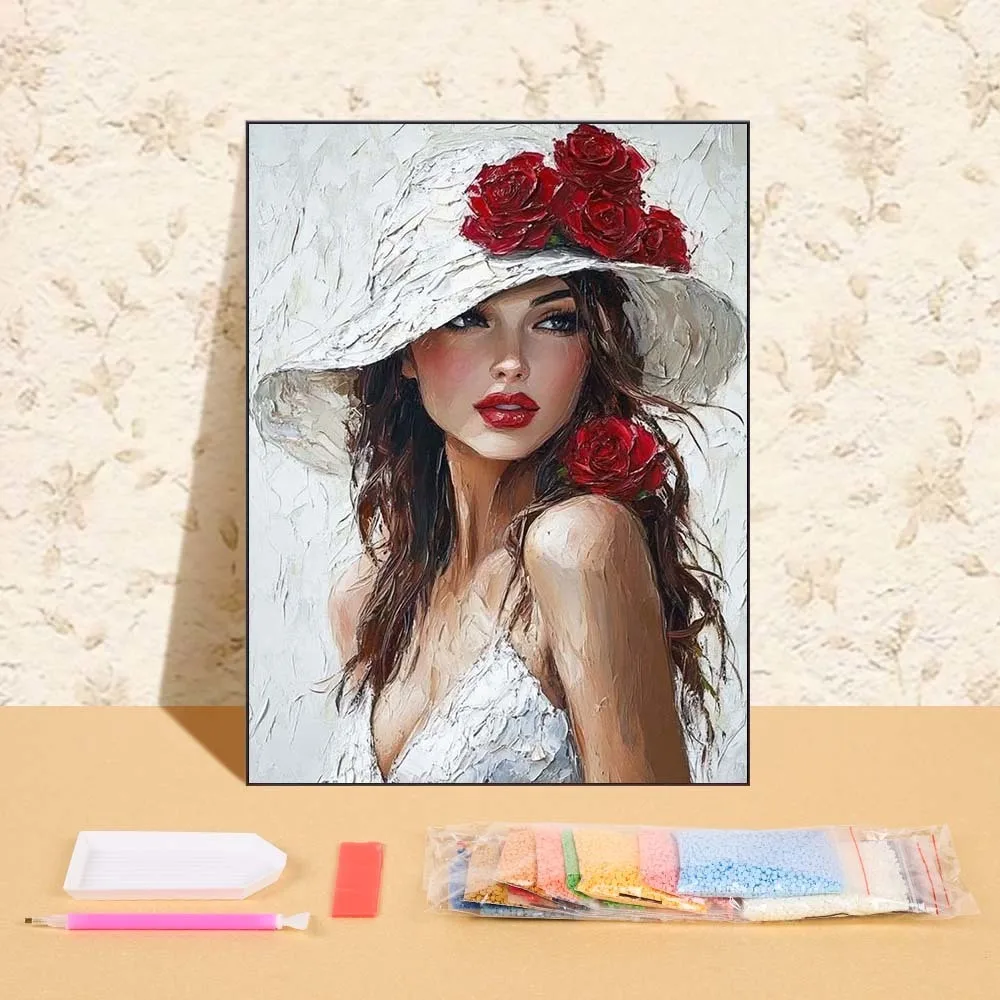 

Flowers Women Diamond Painting DIY Diamond Embroidery Art Picture Of Rhinestone Full Round Drill Mosaic Kits Wall Decor For Home