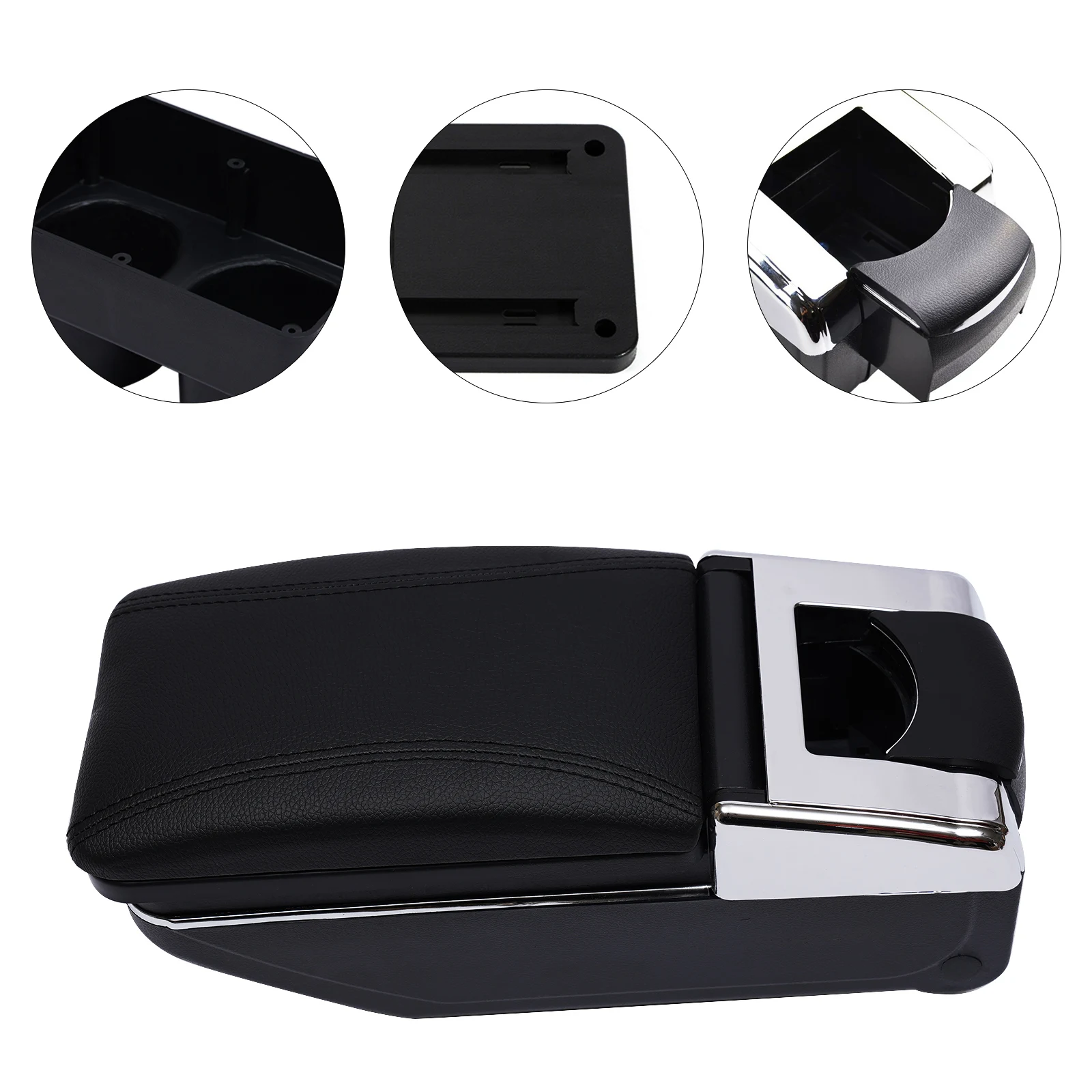 Black ABS Center Console Container Armrest Rotatable Storage Box Replacement For Nissan Versa Tiida Latio 2007 2008 2009 2010-11