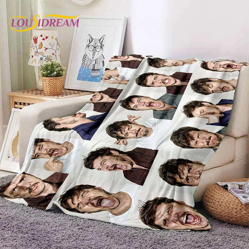 3D Jose Pedro Pascal Actor Star Soft Blankets,Keep Warm Throw Blanket Comfortable Blanket for Picnic Beds Sofa Home Bedroom Gift