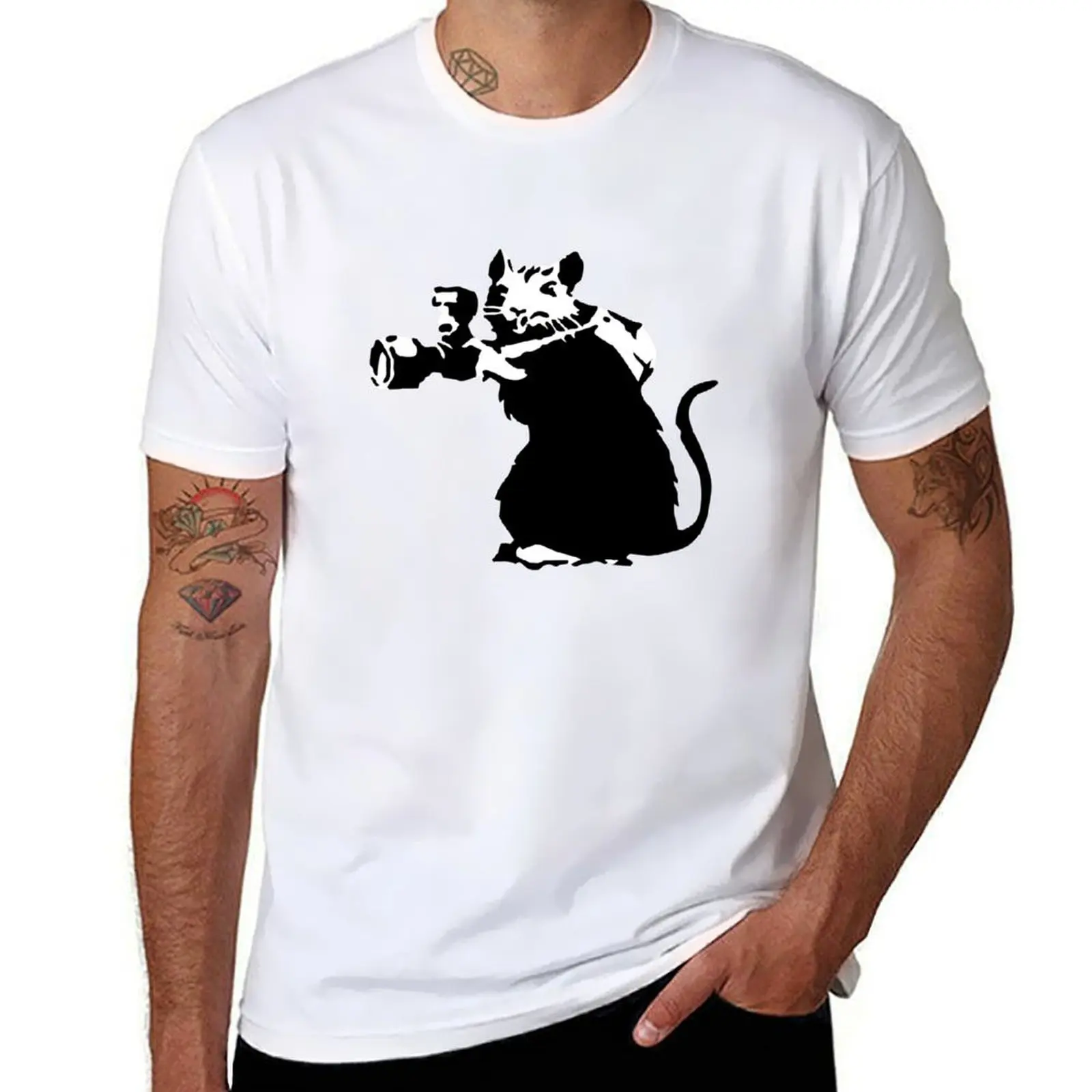 

Banksy Rat Photographer T-Shirt t shirts for man cotton funny cotton t shirts high quality t shirt for man T-Shirt