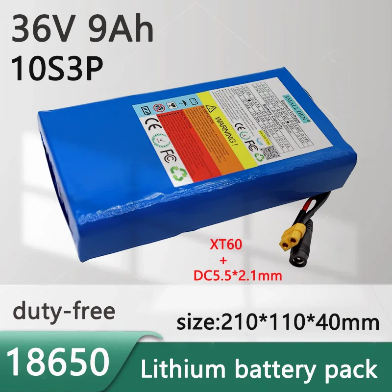 

36V 9Ah 18650 lithium battery pack 10S3P 9000mAh 500W High power ebike cells for Electric scooter Power Tools portable batteries