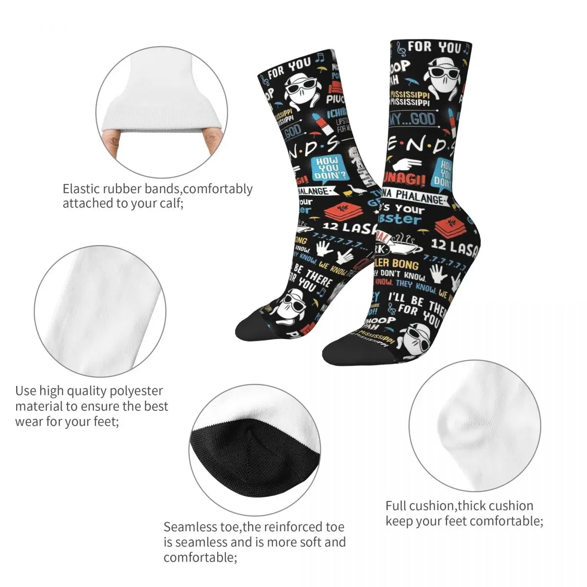 Friends TV Show Series Socks Men's Women's Casual Cartoon Central Perk Socks Spring Summer Autumn Winter Middle Tube Socks Gifts