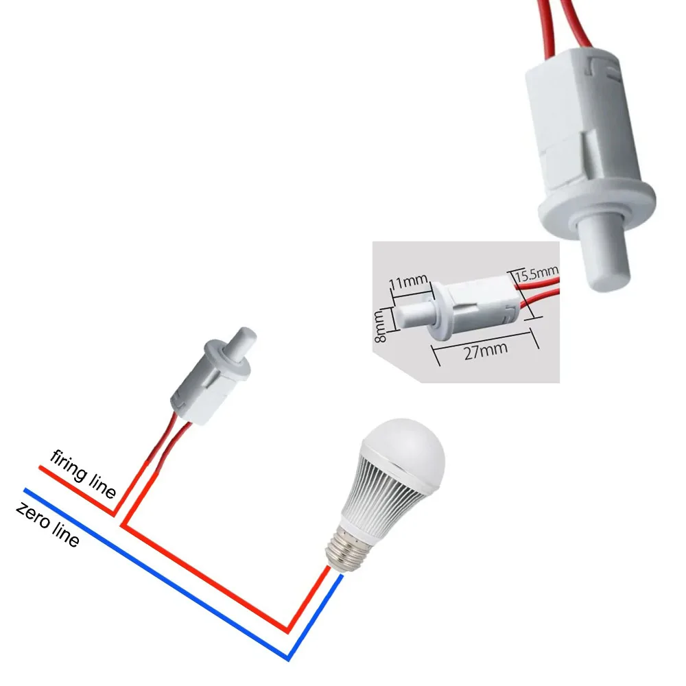 

Household Cabinet Door Control Switch AC 250V Refrigerator ​Door Switch Cabinet Light Switch Wardrobe Light Press Button Switch