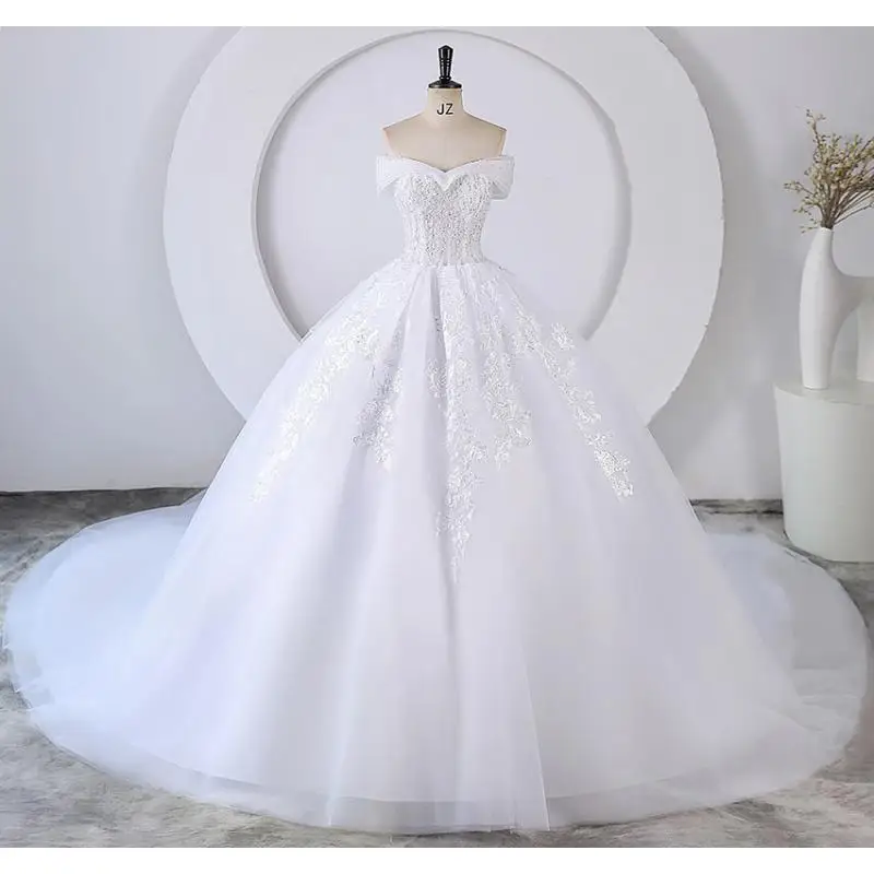 

Maria Novia Beading Princess Wedding Dresses 2025 For Bride Off The Shoulder Sleeveless Glitter Ball Bridal Gown Customized