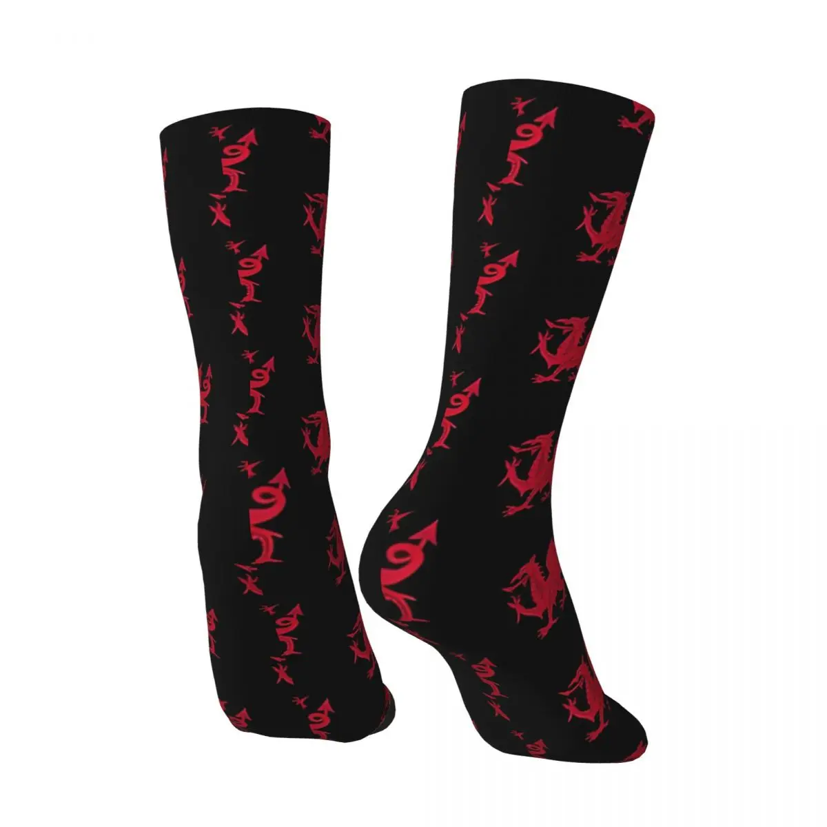 Funny Crazy compression Sock for Men Flag Of Wales Hip Hop Harajuku National Flag Happy Quality Pattern Printed Boys Crew Sock