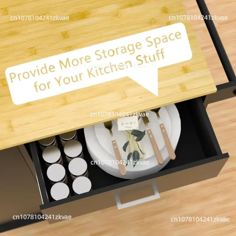 Sloping Trash Can Cabinet, Multi-function Kitchen Island with Spice Rack, Freestanding Laundry Storage Trolley on Wheels