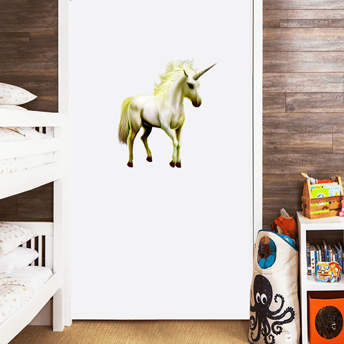 Three Ratels QCF50 Unicorn Nordic Watercolor Fairy Tale Style Art Wall Decal Indoor Scratch Blocking Waterproof Self adhesive