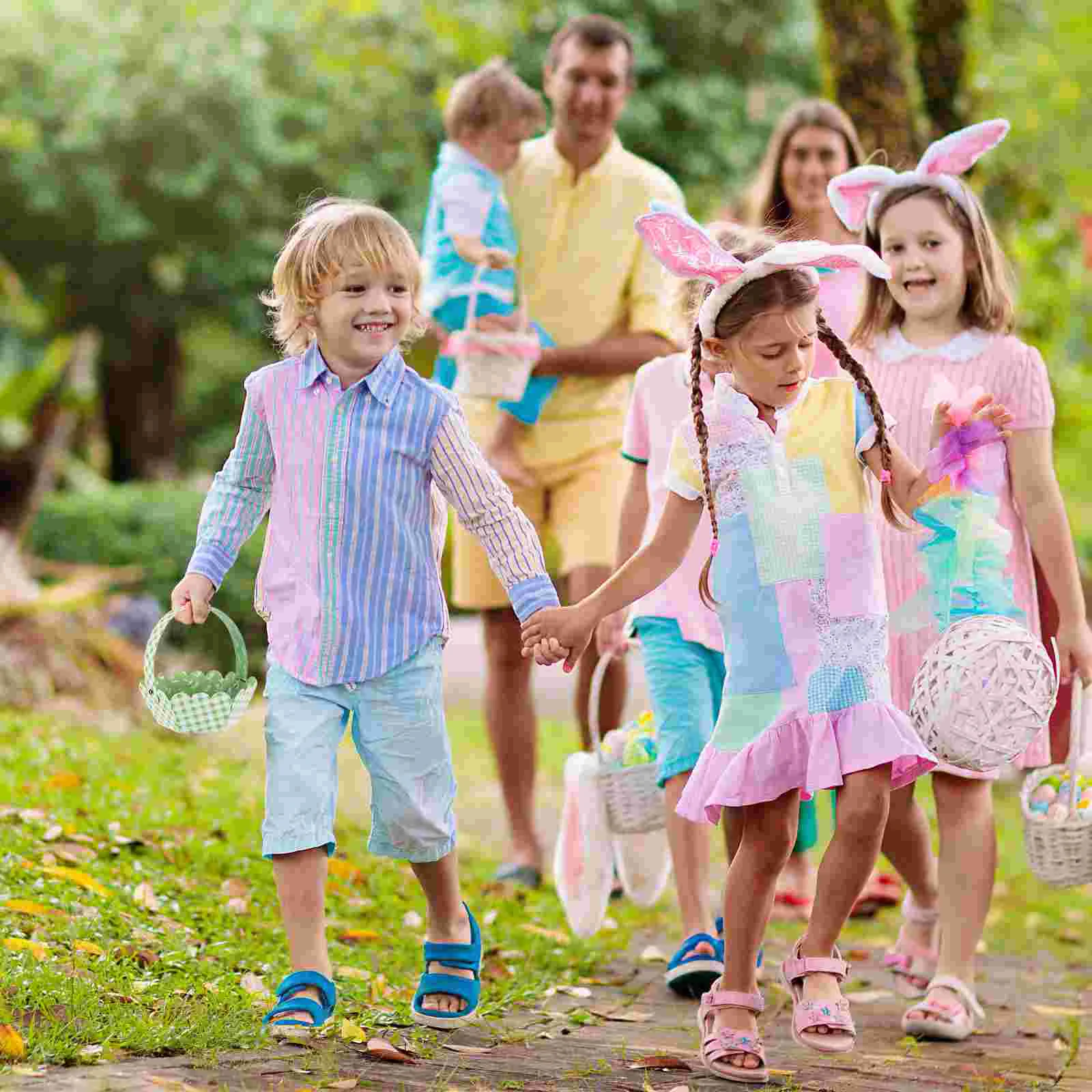 Paniers d'oeufs de Pâques pour enfants, papier d'ornement, panier à provisions bricolage, cadeau de surdose, ornement de lapin, 12 pièces