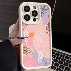 Abstract Plants Printed TPU Phone Case For iPhone 16 15 14 Pro Max 16 15 Plus 13 12 Pro 11 Candy Coloor Shockproof Soft Cover