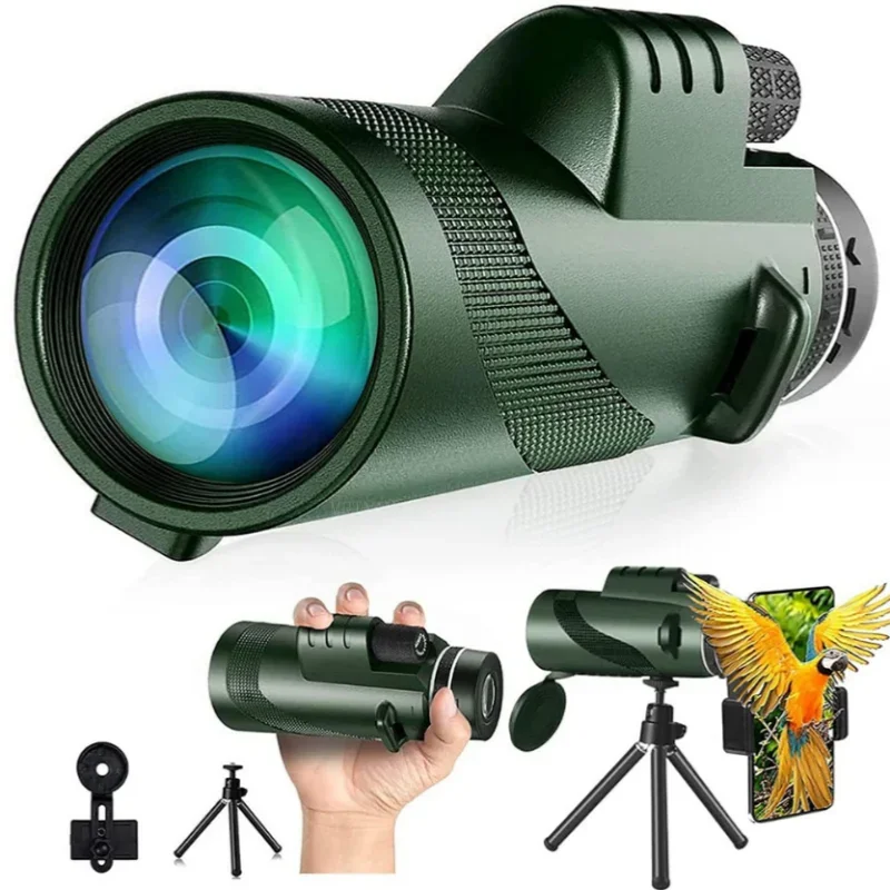 Imagem -03 - Telescópio Monocular Zoom de Longo Alcance Prisma Bak4 com ou sem Tripé Grampo para Telefone 80x100 8000m Adequado para Caça Exterior Camping