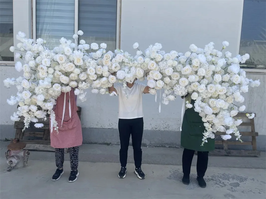 Wedding artificial hanging decorative triangular white flower plate arch