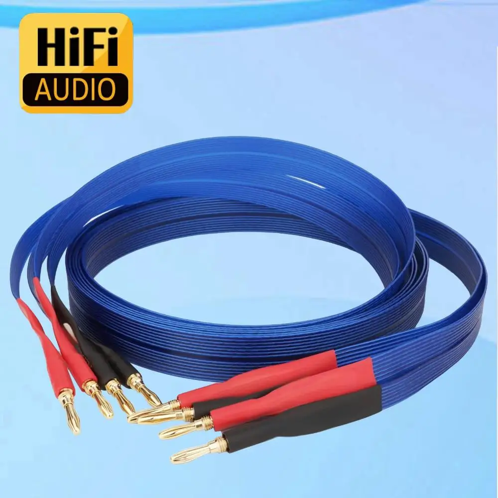 

Nordost Blue Heaven Speaker Cable Hifi Audiophile Cable OFC Silver Plated Falt Speaker Wire Gold Plated Banana Spades Plug