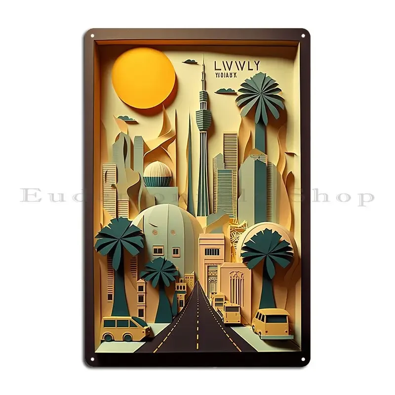 مدينة الكويت فيوز جولة من السماء وما بعدها لوحة معدنية ملصق نادي بار جدار ديكور خلق جدار الكهف طباعة #2