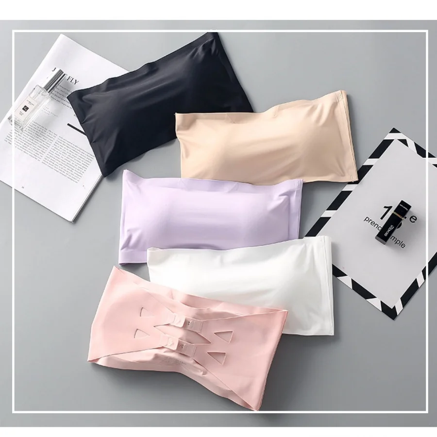1 ชิ้น Lce Silk Strapless ความงามกลับไม่มีร่องรอยห่อหน้าอกสามแถวหัวเข็มขัด Strapless หญิงฐาน Bra ชุดชั้นใน