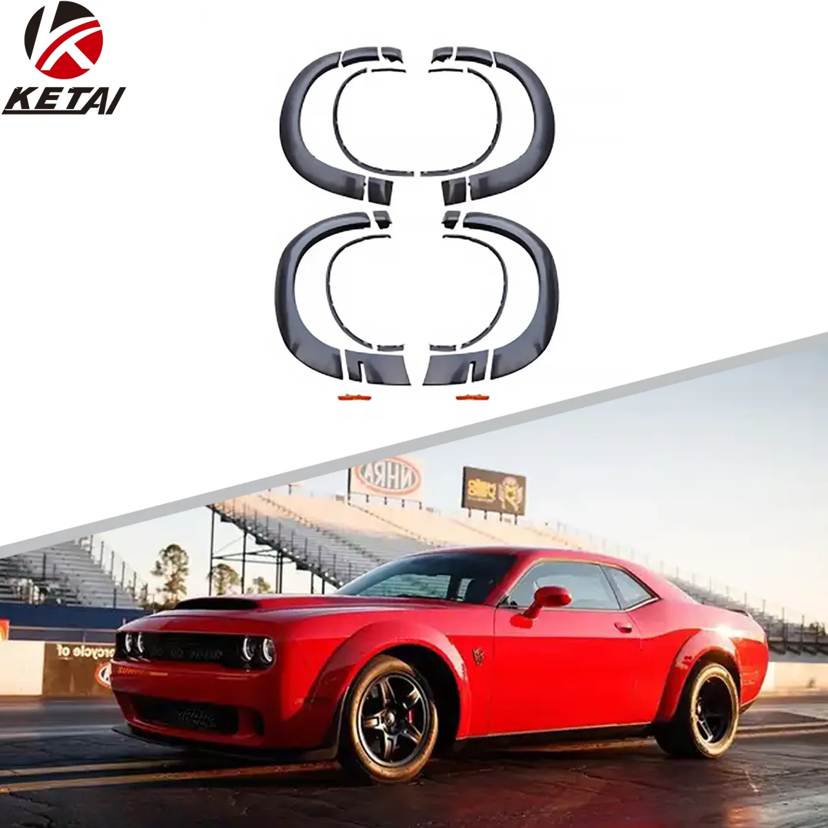 Demon Style ABS Wide Fender Flares Front Bumper  For Dodge Challenger Hellcat