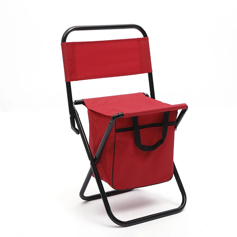 Camping Chair Stool with Backrest Portable Lightweight Chair with Carry Bag, Storage Organizer for Beach Fishing, Red, Blue