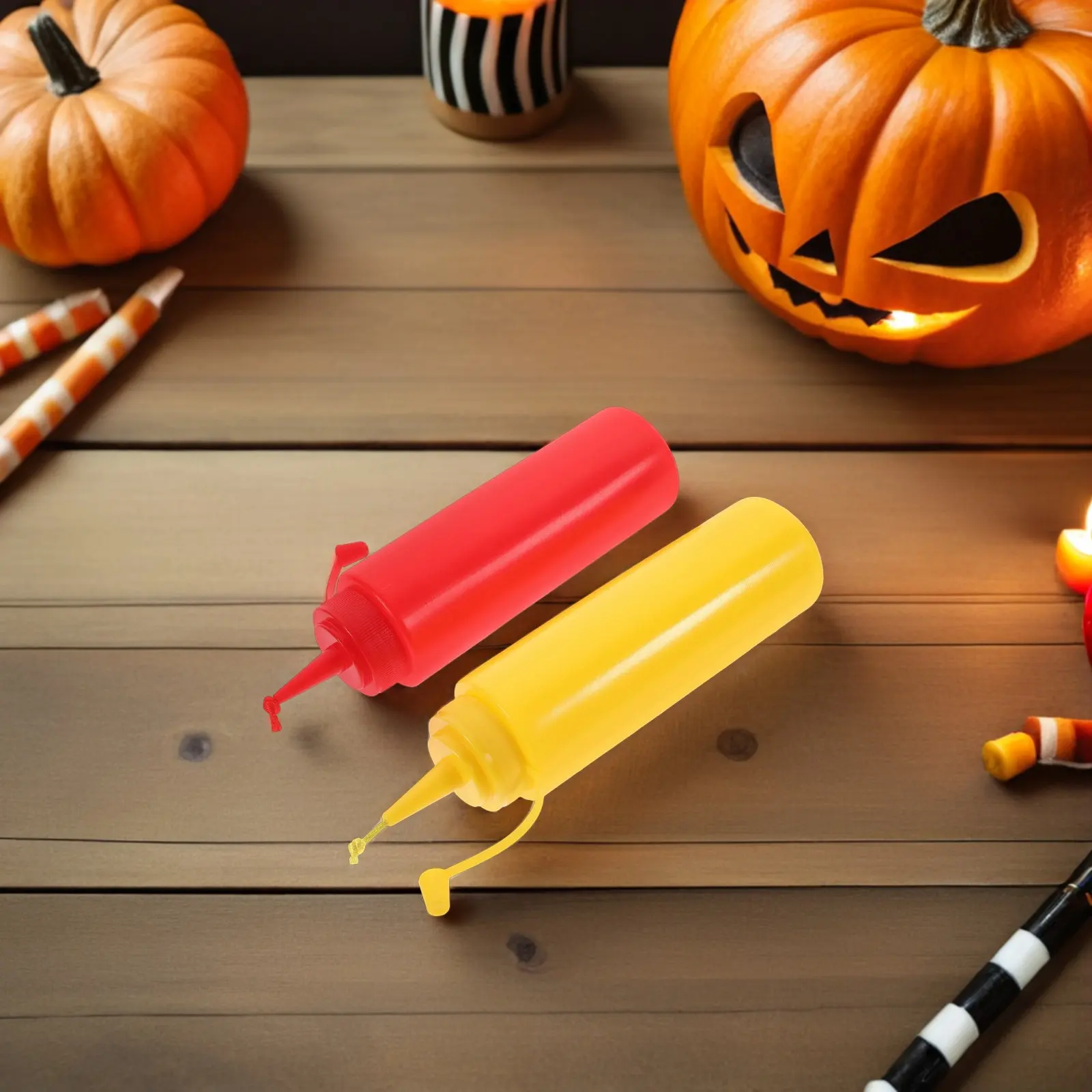 

Набор из 4-х бутылок-имитаций кетчупа и горчицы для розыгрышей на День смеха, забавные брызгающиеся дозаторы для соусов, необычные игровые аксессуары для фестивалей