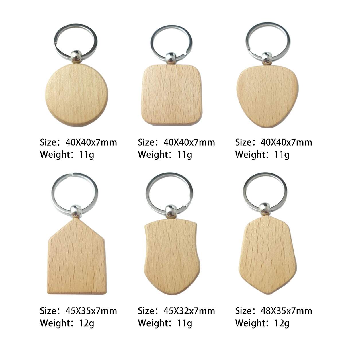 20 Pieces Blank Beech Wood Tag Natural Wooden Geometric Keychain For Laser Engraving Machine DIY Pet Accessories/Family Crafts