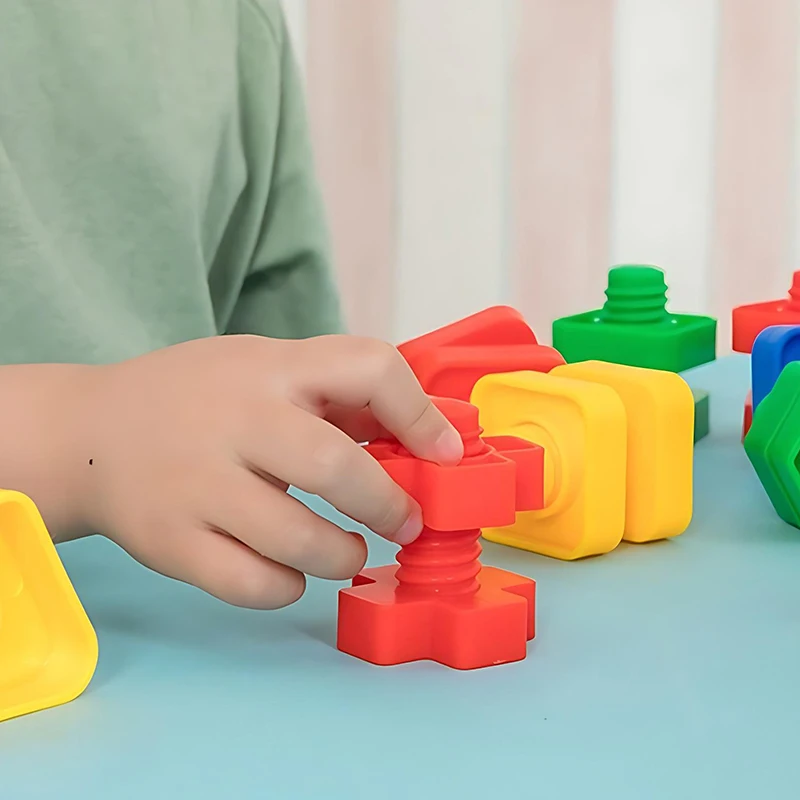 4개/세트 다채로운 플라스틱 조립 나사 혼합 모양 인터랙티브 DIY 너트와 볼트 색상 모양 인지 장난감 교육용 도구 ZYF