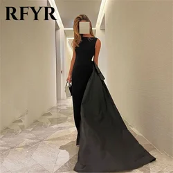 RFYR Black Evening Dresses Velvet Satin فستان سهرة Mermaid Formal Party Dresses With Big Bow Women Prom Dress Customized