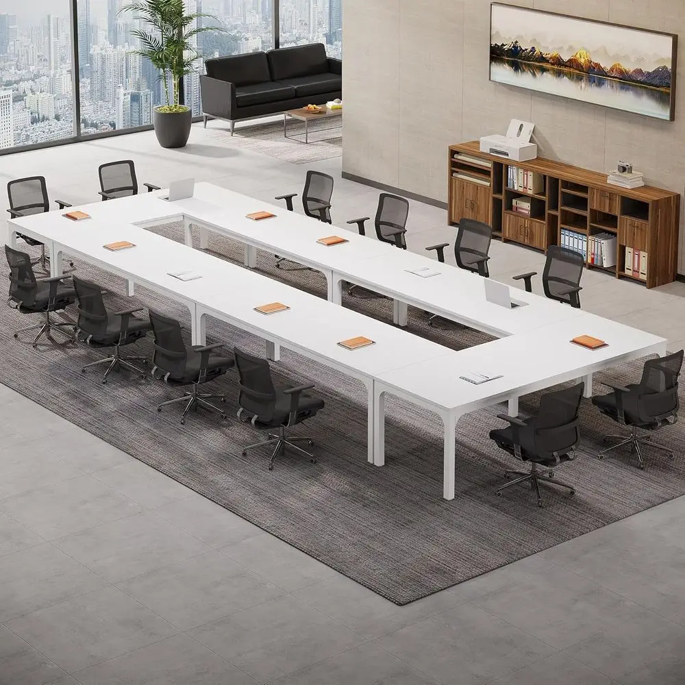 

Large 6.5ft White Office Conference Table, 78.74 W x 27.56 D, Ideal for Meetings and Seminars(6pack)