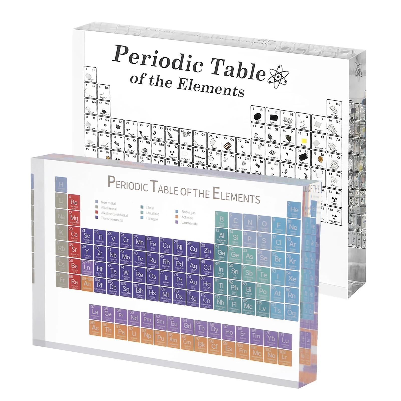 Real Elements Periodic Table Figurine Clear Acrylic Mendeleev Periodic Stand Display Science Chemistry Decor Table Decoration