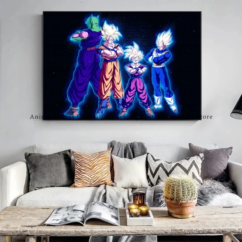 

Bandai Anime Figures Dragon Ball Z Super Saiyan Goku Gohan Vegeta HD Canvas Painting Poster Decoration for Home Wall Paintings