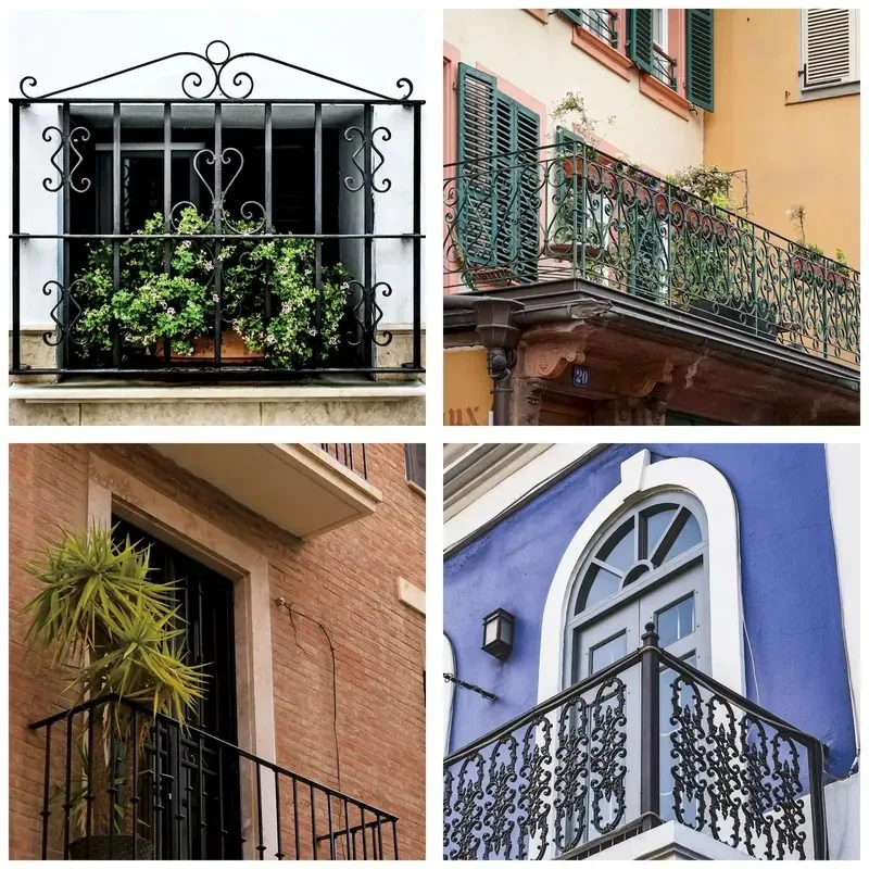 Wrought Iron Stair Railing Curved Handrail for Indoor Villa Double Storey Building Decorative Metal Balustrade Safety Guard