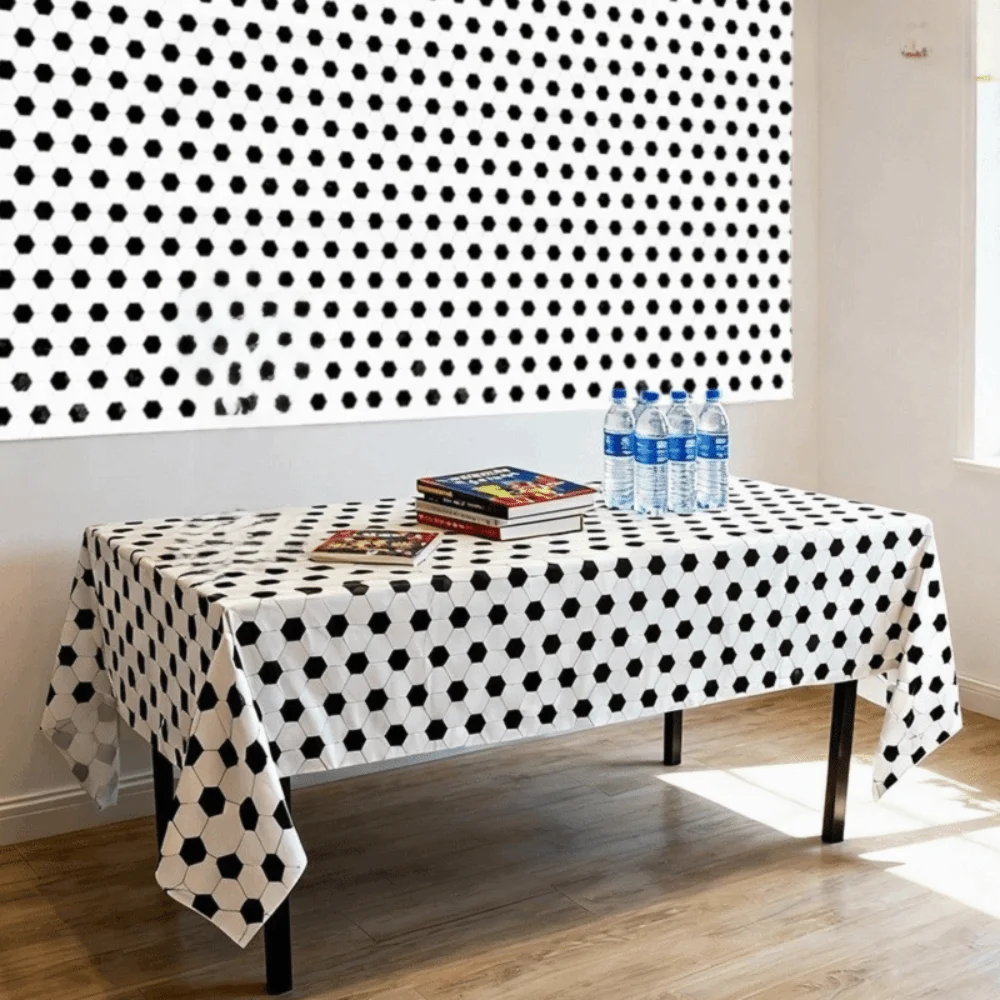 Plastic Football Theme Tablecloth Disposable Waterproof Football Sport Table Linen Oil-proof Rectangle Soccer Table Cover