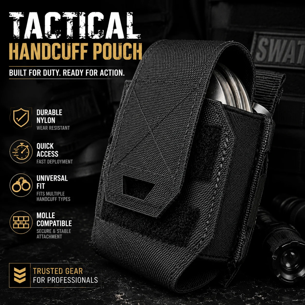 Black Quick Draw Tactical Pouch, Multi-purpose MOLLE Accessory Bag for Vest & Belt Outdoor Training Equipment